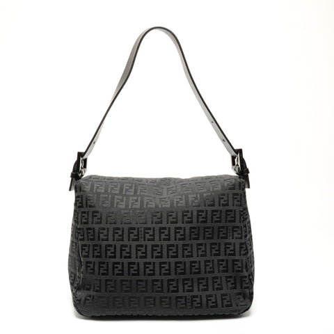 FENDI Zucchino Mamma Bucket Canvas Shoulder Bag black WS27186