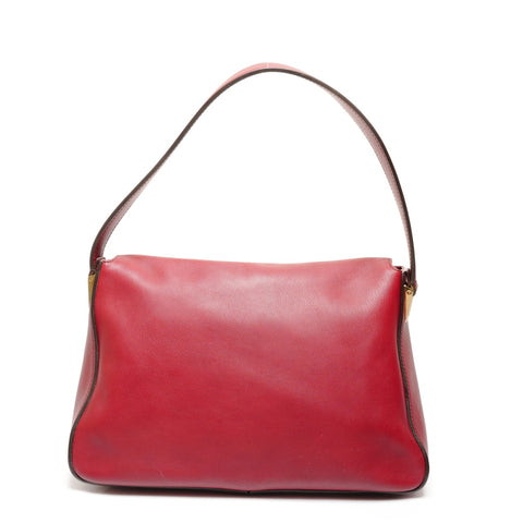 FENDI Forever Leather Mamma Baguette Shoulder Bag Red WS27187