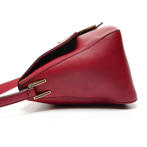 FENDI Forever Leather Mamma Baguette Shoulder Bag Red WS27187