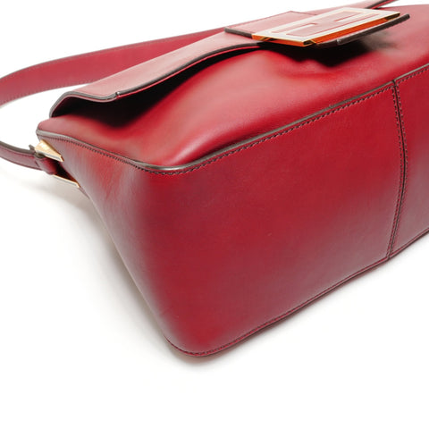FENDI Forever Leather Mamma Baguette Shoulder Bag Red WS27187