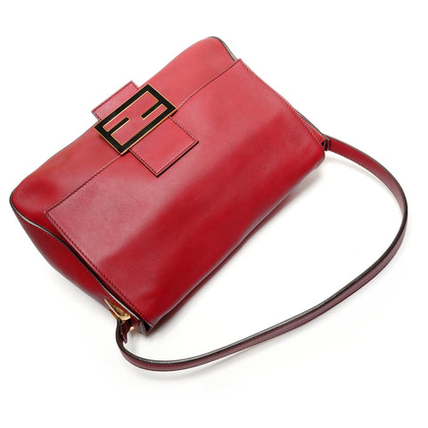 FENDI Forever Leather Mamma Baguette Shoulder Bag Red WS27187