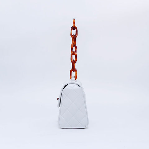 Chanel Matelasse小袋1992手提包老式使用经典Lambskin White WS2719
