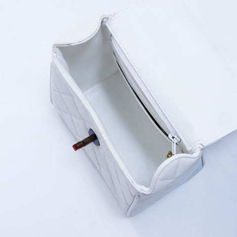 Chanel Matelasse小袋1992手提包老式使用经典Lambskin White WS2719