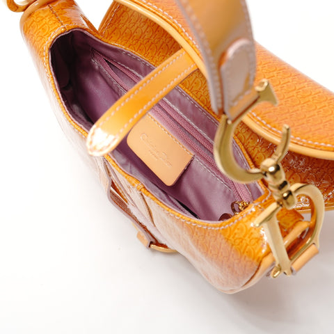 Christian Dior Patent leather saddle bag Handbag Orange WS27190