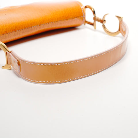 Christian Dior Patent leather saddle bag Handbag Orange WS27190