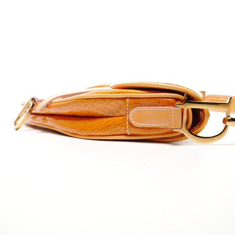 Christian Dior Patent leather saddle bag Handbag Orange WS27190