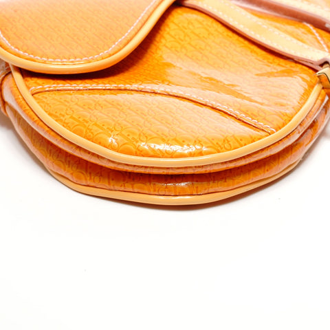 Christian Dior Patent leather saddle bag Handbag Orange WS27190