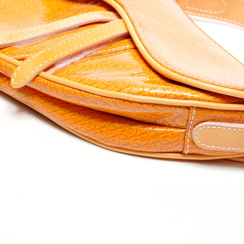 Christian Dior Patent leather saddle bag Handbag Orange WS27190