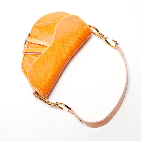 Christian Dior Patent leather saddle bag Handbag Orange WS27190