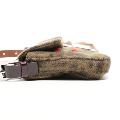 FENDI Zucca Wool Mamma Baguette Shoulder Bag khaki WS27191