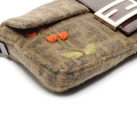 FENDI Zucca Wool Mamma Baguette Shoulder Bag khaki WS27191