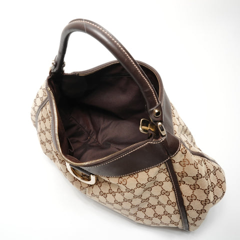 GUCCI GG Canvas Abbey Hobo Shoulder Bag Brown WS27193