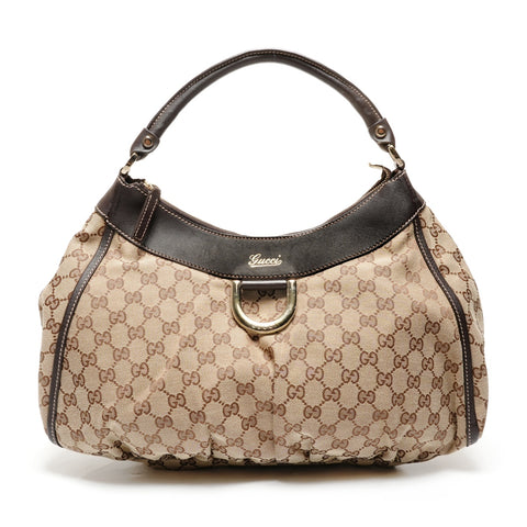 GUCCI GG Canvas Abbey Hobo Shoulder Bag Brown WS27193