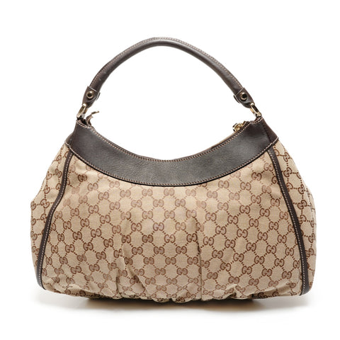 GUCCI GG Canvas Abbey Hobo Shoulder Bag Brown WS27193