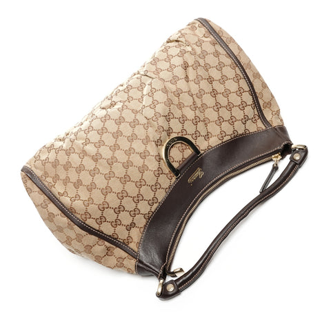 GUCCI GG Canvas Abbey Hobo Shoulder Bag Brown WS27193