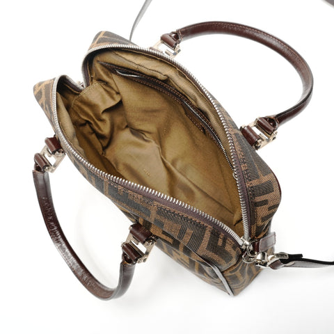FENDI Zucca Canvas 2way Handbag Brown WS27196