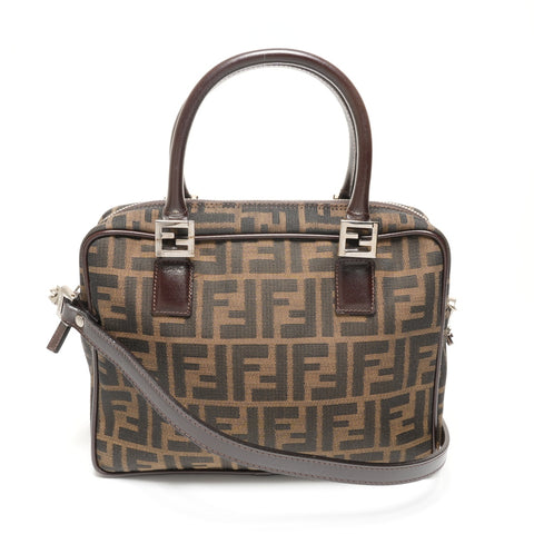 FENDI Zucca Canvas 2way Handbag Brown WS27196