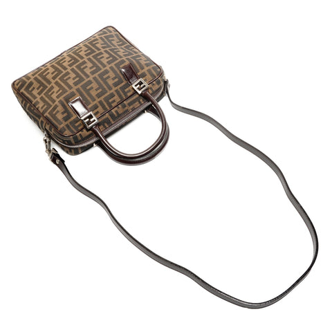FENDI Zucca Canvas 2way Handbag Brown WS27196