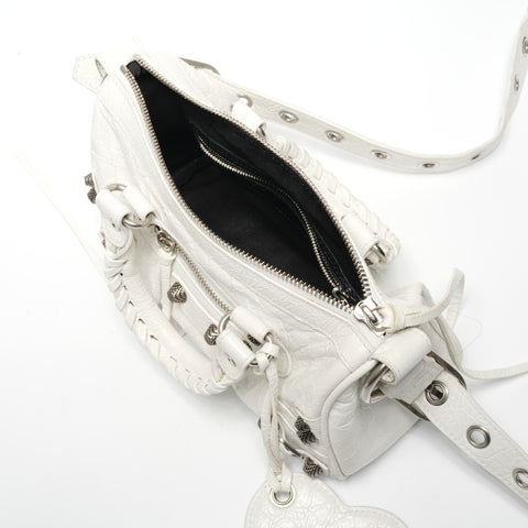BALENCIAGA Le Cagoule Mini Duffle Bag Handbag white WS27198