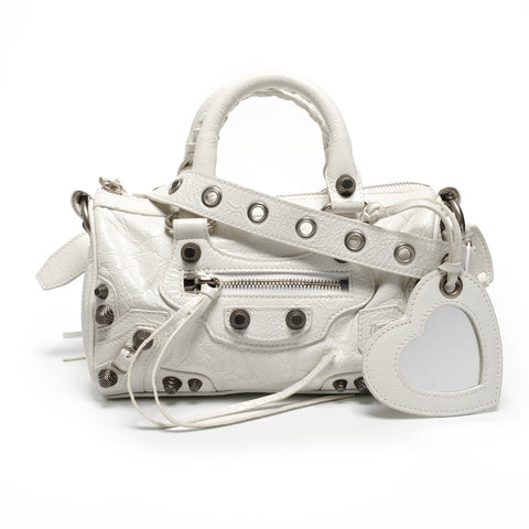 BALENCIAGA Le Cagoule Mini Duffle Bag Handbag white WS27198