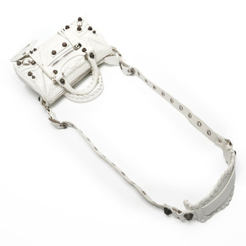 BALENCIAGA Le Cagoule Mini Duffle Bag Handbag white WS27198