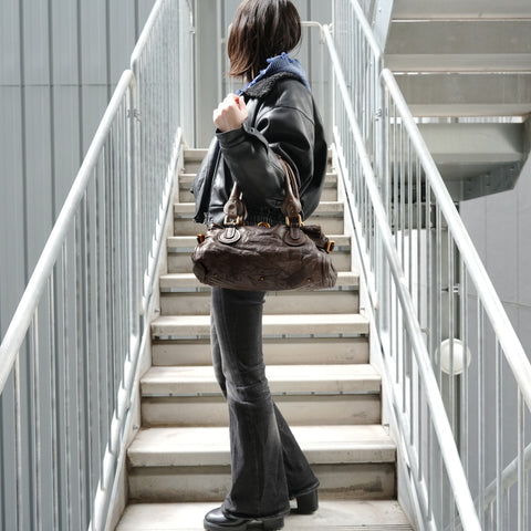 Chloe Paddington Leather Shoulder Bag Brown WS27199