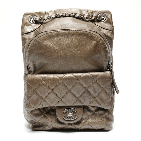chanel vintage leather quilted backpack CHANEL No. 21 Lambskin Matelasse Backpack Backpack Daypack khaki WS272 – NUIR VINTAGE
