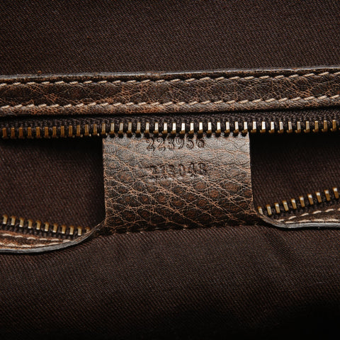 GUCCI GG Horsebit Leather Boston Bag Handbag Brown WS27204