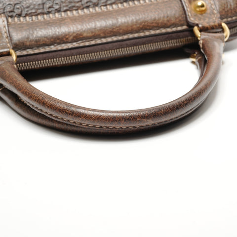 GUCCI GG Horsebit Leather Boston Bag Handbag Brown WS27204
