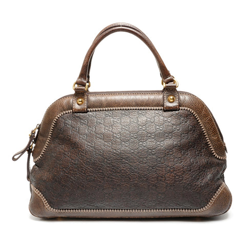 GUCCI GG Horsebit Leather Boston Bag Handbag Brown WS27204