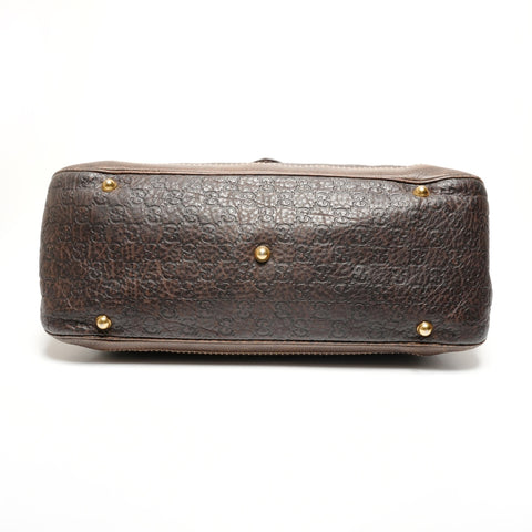 GUCCI GG Horsebit Leather Boston Bag Handbag Brown WS27204