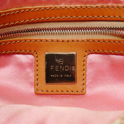 FENDI Mamma Baguette Straw Braid Shoulder Bag pink WS27205