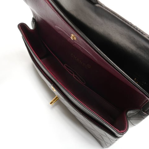 CHANEL No. 3 1996-1997 COCO Mark Double Flap Lambskin Shoulder Bag black WS27206