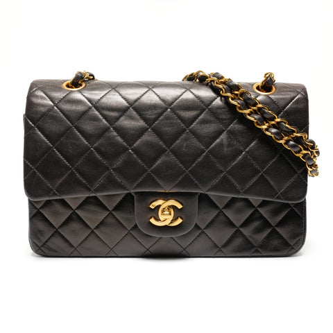CHANEL No. 3 1996-1997 COCO Mark Double Flap Lambskin Shoulder Bag black WS27206