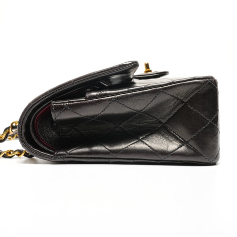 CHANEL No. 3 1996-1997 COCO Mark Double Flap Lambskin Shoulder Bag black WS27206