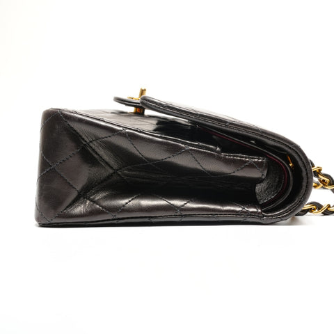 CHANEL No. 3 1996-1997 COCO Mark Double Flap Lambskin Shoulder Bag black WS27206