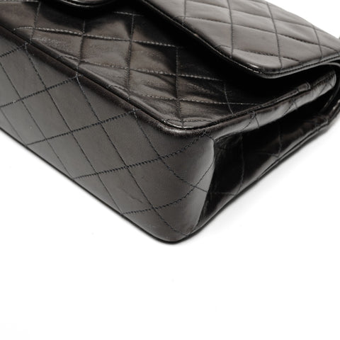 CHANEL No. 3 1996-1997 COCO Mark Double Flap Lambskin Shoulder Bag black WS27206