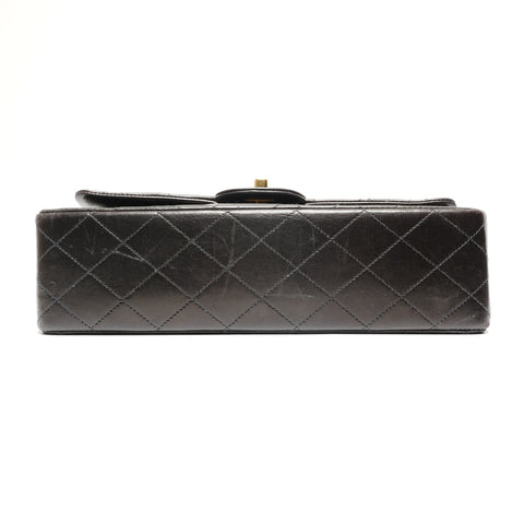 CHANEL No. 3 1996-1997 COCO Mark Double Flap Lambskin Shoulder Bag black WS27206
