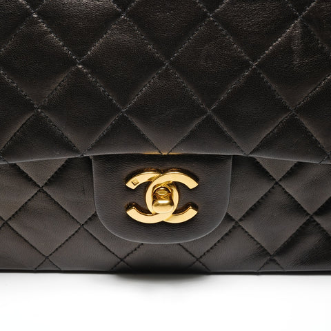 CHANEL No. 3 1996-1997 COCO Mark Double Flap Lambskin Shoulder Bag black WS27206