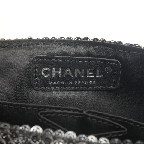 CHANEL Booth #11 Satin Sequins Shoulder Bag Silver WS27207