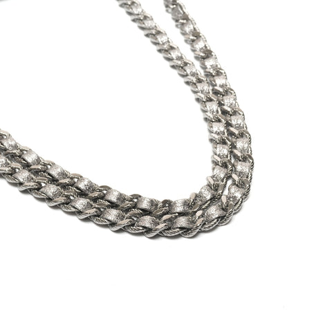 CHANEL Booth #11 Satin Sequins Shoulder Bag Silver WS27207