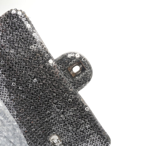 CHANEL Booth #11 Satin Sequins Shoulder Bag Silver WS27207