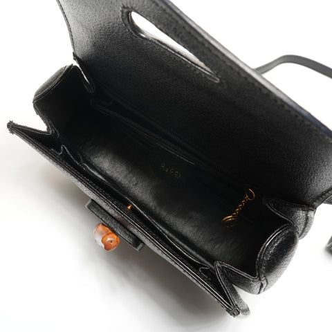 GUCCI Leather Bamboo Small 2way Shoulder Bag black WS27210