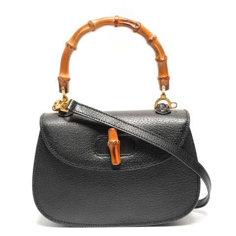 GUCCI Leather Bamboo Small 2way Shoulder Bag black WS27210