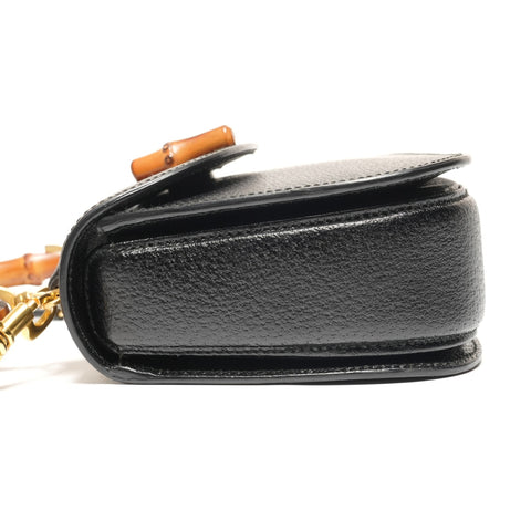 GUCCI Leather Bamboo Small 2way Shoulder Bag black WS27210