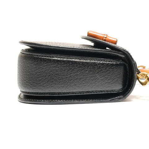 GUCCI Leather Bamboo Small 2way Shoulder Bag black WS27210