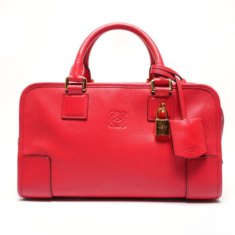 LOEWE Amazona 28 Leather Anagram Handbag Red WS27212