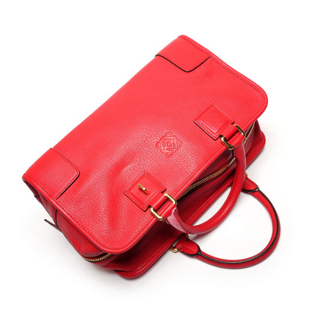 LOEWE Amazona 28 Leather Anagram Handbag Red WS27212