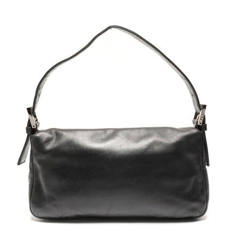 FENDI Lambskin Leather Mamma Bucket Shoulder Bag black WS27215