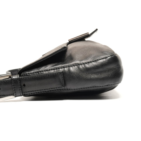 FENDI Lambskin Leather Mamma Bucket Shoulder Bag black WS27215